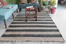 indian handmade hemp rug with beige and