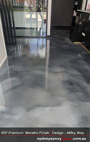 Top coat metallic coat w/clear coat and effect Sydney Epoxy Floors Specialized In Preparation And Application Of Decorative Floors To Showrooms And Shops