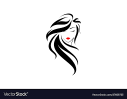 beautiful women face hair salon logo