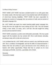 Student Teacher Recommendation Letter Examples Letter Of