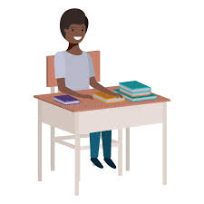 Create a home office with a desk that will suit your work style. Young Student Black Boy Sitting In School Desk Stock Vector Illustration Of Books Character 137000370