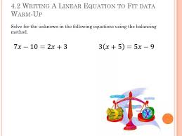 Linear Equation To Fit Data Warm Up