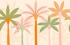 Colourful Palm Trees Boho Wall Mural