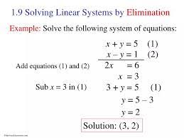 Ppt 1 9 Solving Linear Systems By