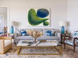 gray sofa with blue pillows design ideas