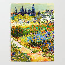 Van Gogh Flower Garden Landscape Poster