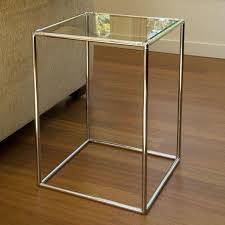 bunching square glass top brass end table
