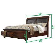 Wood Frame With Storage Sleigh Bed