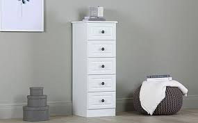 pembroke white narrow 5 drawer chest of