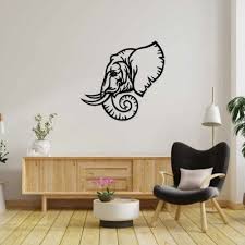 Black Wood Elephant Head Wall Decor