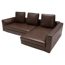 minotti brown leather corner sofa at
