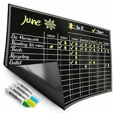 Details About Magnetic Chore Chart For Kids 4 Chalk Markers Children S Dry Erase Chalkb