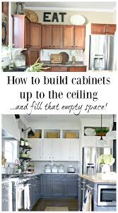 Any crown molding or trim will continue around the room, above the cabinetry. Extending Cabinets Up To The Ceiling Thrifty Decor Chick Thrifty Diy Decor And Organizing