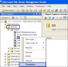 methods to reset the pword of sql server