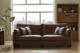 choose between a leather or fabric sofa