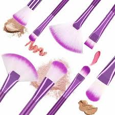 plastic purple makeup brush set