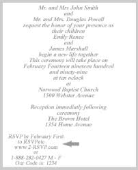 wedding invitation exles rsvp