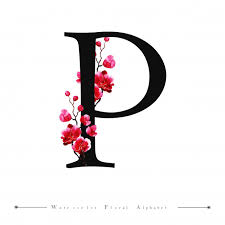 Alphabet Letter P Watercolor Floral Background Vector