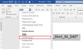 create barcodes in microsoft word