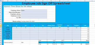 Get Employee Job Sign Off Spreadsheet Template Excel