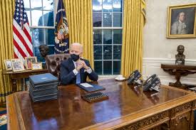 The most common presidential desk material is ceramic. There S A Very Clear Theme To The Art That President Biden Has Chosen For The Oval Office Architectural Digest