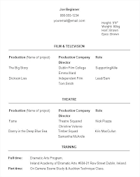 Musical Theatre Resume Template Theater Audition Beginner Acting