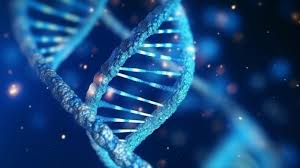 a dna strand with a blue background