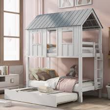twin bunk bed with house roof