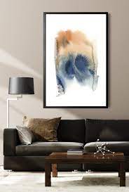Blue And Burnt Orange Painting Abstract