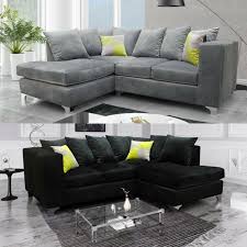grey corner sofa suite black plush