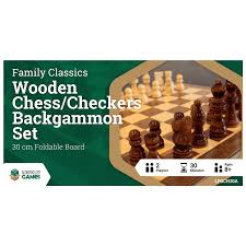 Both game boards have 64 squares set in an 8×8 grid. Lpg Wooden Folding Chess Checkers Backgammon Set 30cm Let S Play Games