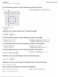 worksheet 7 conic sections review use