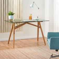 Create a home office with a desk that will suit your work style. Mid Century Acacia Wood Desk With Tempered Glass Top Nh941203 Noble House Furniture