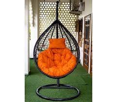 orange egg shaped basket swing chair