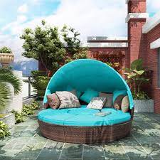 Topmax Patio Round Rattan Daybed Mit