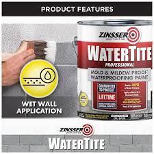 Bright White Zinsser Watertite Professional Matte Mold And Mildew Proof Waterproofing Paint 5 Gallon 1 Pack