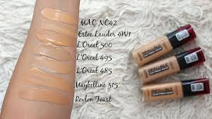 l oreal fresh wear foundation swatches