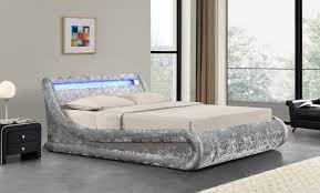 Madrid Silver Crushed Velvet Ottoman Storage Bed With Led Light