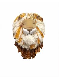 wall mount furry lion head for safari