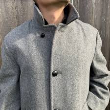 Grey Tweed Wool Pea Coat Jacket