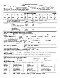 Fillable Online Orthopedic Initial History Survey Date
