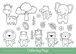 Each printable highlights a word that starts. Premium Vector Coloring Page Cute Safari Animals Doodle Cartoon