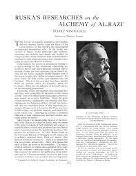ruska s researches on the alchemy of al razi 