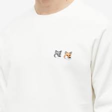 maison kitsuné off white double fox head sweatshirt p700 ecru