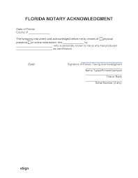 free florida notary acknowledgment form