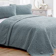 Semech Blue Quilt King Size Bedspread