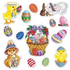 Details About Easter Party Supplies Cutouts 14 Pack Decoration Easter Eggs Rabbit Chicken Duck