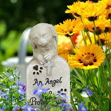 Relaxdays Angel Dog Statue Grave