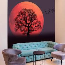 Tree And Full Moon Wall Mural