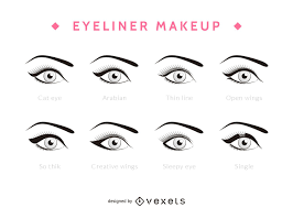 types of eyeliner set vector